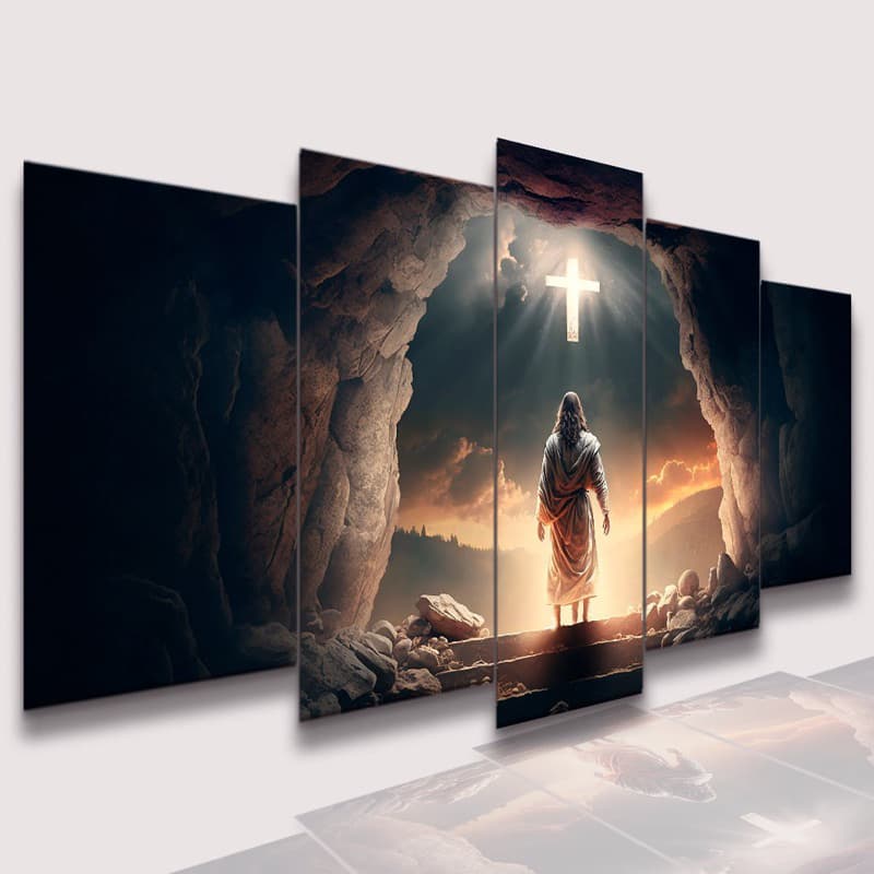Quadro Decorativo Mosaico Jesus Cristo Leão de Juda e o Cordeiro Kit
