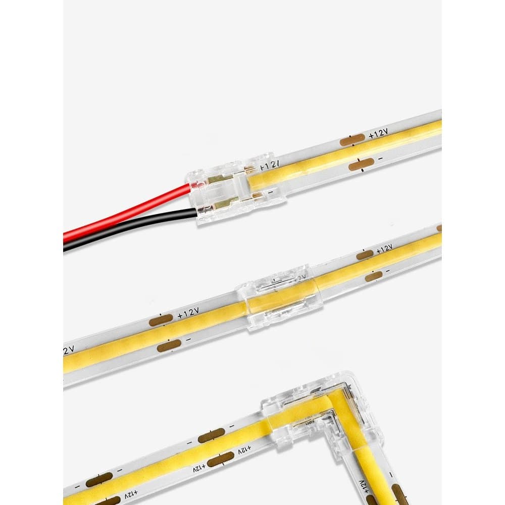 Kit Com 5pcs  Ou 10pcs  Conector Emenda para Fita LED 10mm 12V | Reto, L, T, X, Com Fio | Fácil Instalação, Sem Solda!