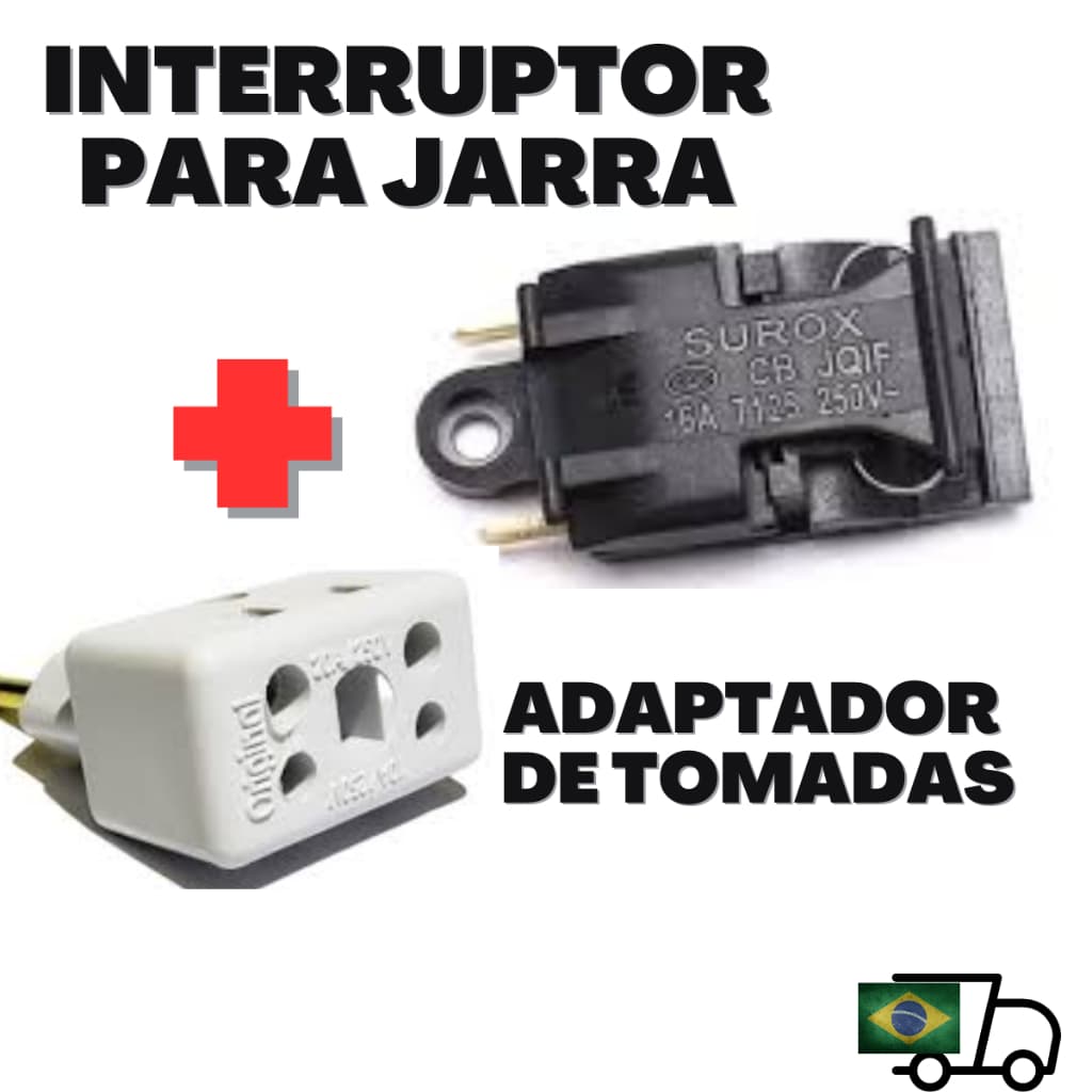 Interruptor termostato Botao liga desliga Chaleira Jarra Eletrica (ver modelos no anúncio) + adaptador de tomadas