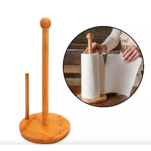 Suporte De Mesa Porta Papel Toalha Organizador Madeira Com Aproximadamente 30Cm