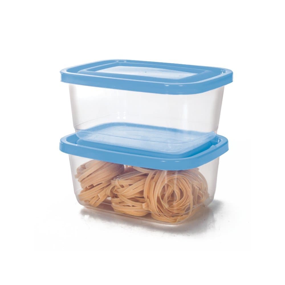 Kit 2 Potes Retangular GG Prime Transparente Desmontado 1300 ml Reforçado 2366