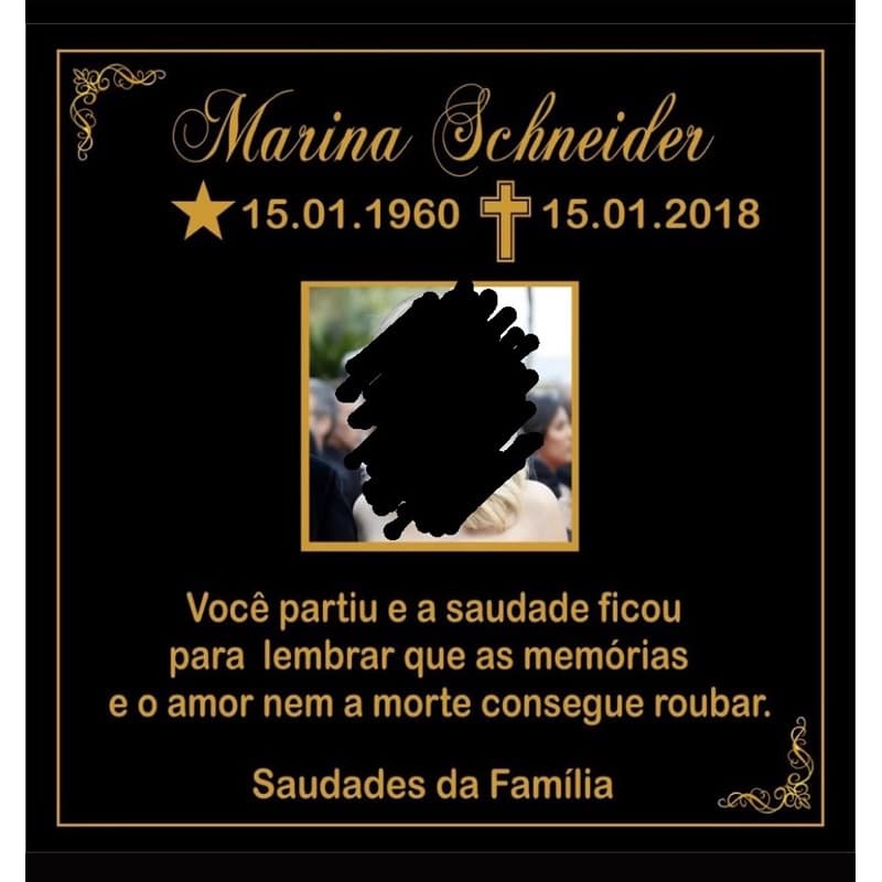 Azulejo Lápide 20x20cm Personalizado Jazigo Túmulo Epitáfio