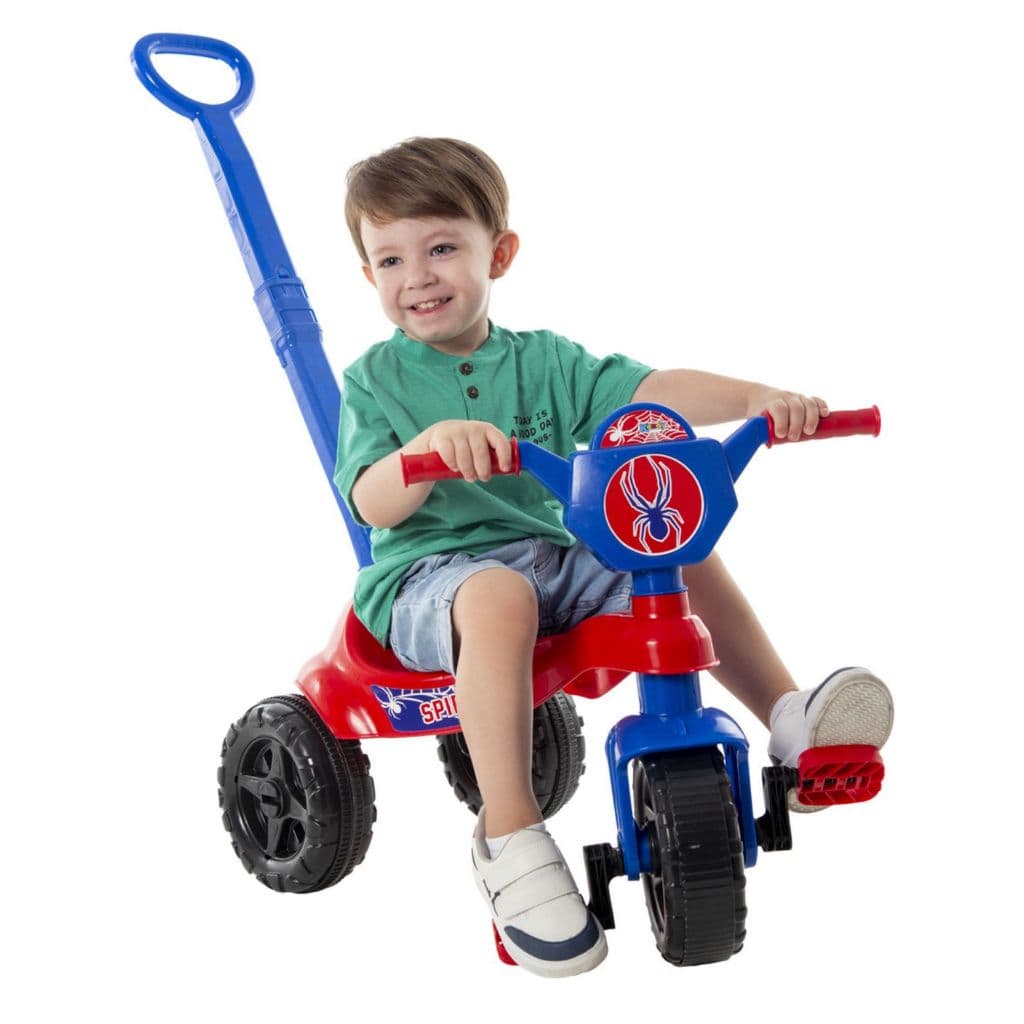 Motoca Vilotrol Triciclo Infantil Homem Aranha Kemotoca Kendy Menino Menina Bebe Empurrador Pedal selo do inmtro