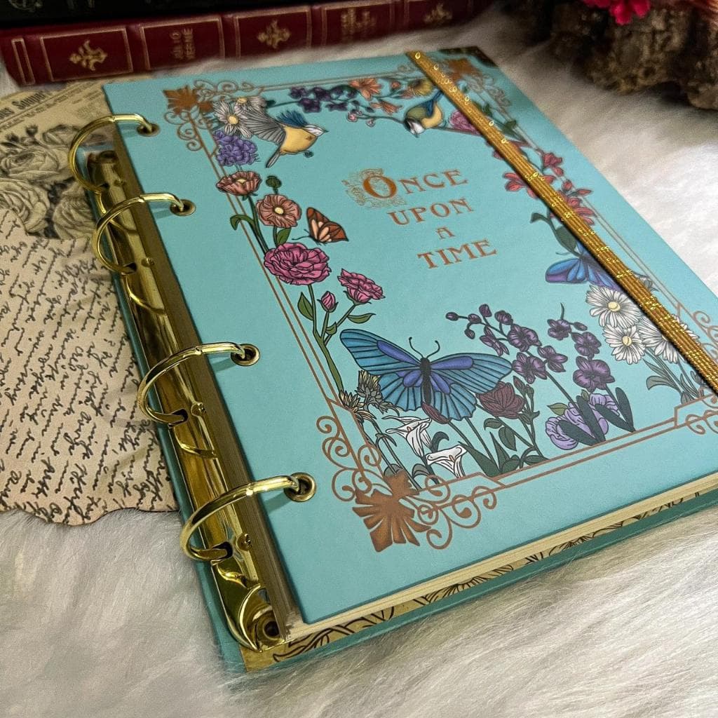 Fichário Argolado A5 Artesanal Once Upon a Time Azul