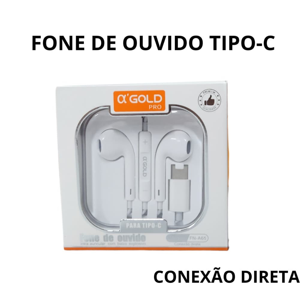 1-4 Fone de Ouvido Tipo-C Conexão direta Com Volume e Microfone Fone de Alta Qualidade A`gold FN_A65