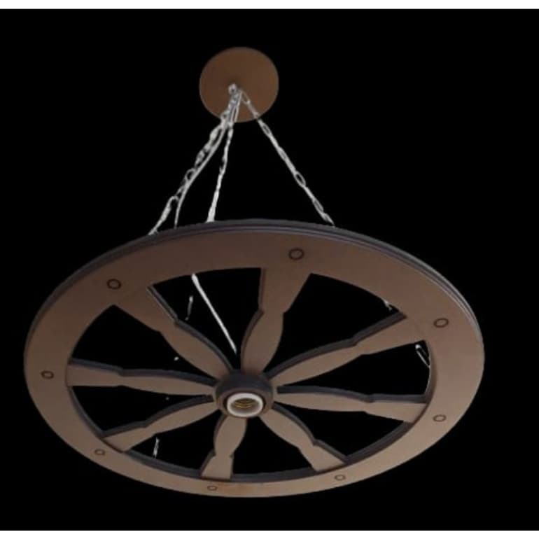 Luminaria Roda de Carroça Madeira MDF 30cm Pequena Casa, Sala, Cozinha