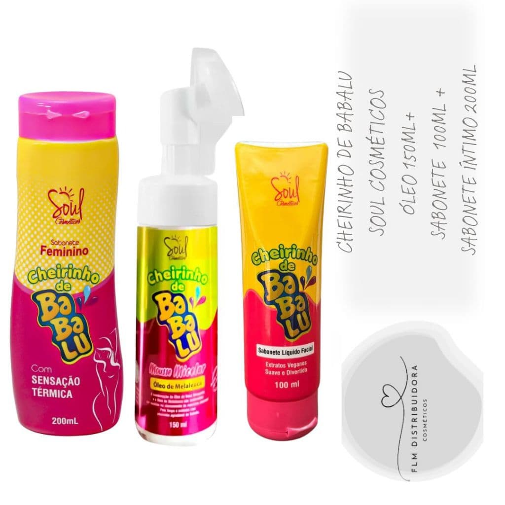 Kit Cheirinho de Babalu Soul (Mousse 150ml + Sabonete Facial 100ml + Sabonete Íntimo 200ml)