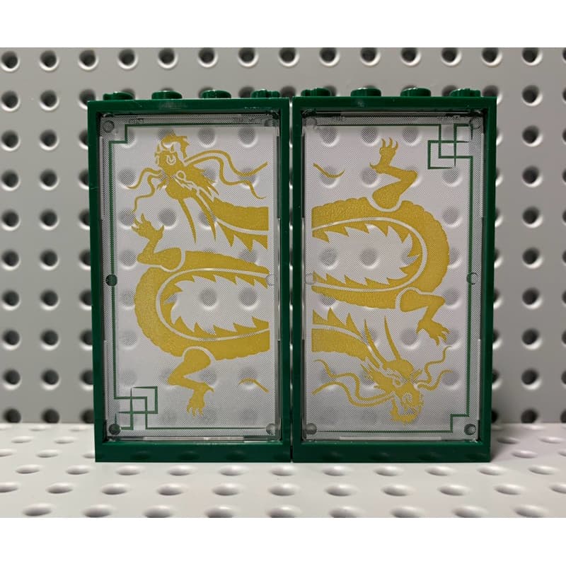 Lego Lote com 2 janelas com vidro decorado dragão Ninjago Lego original