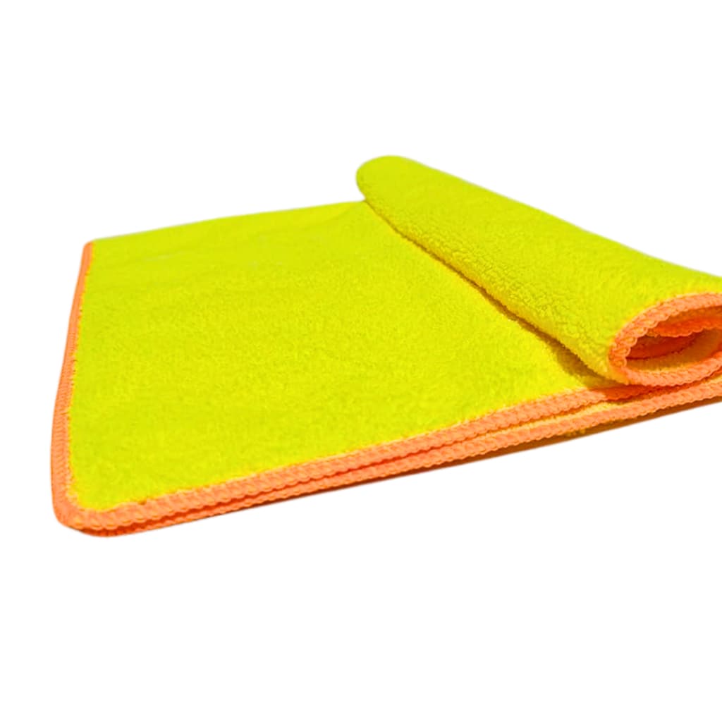 Toalha de Microfibra Detailer 40x60 Amarela com Borda Laranja Alta Absorção e Toque Macio