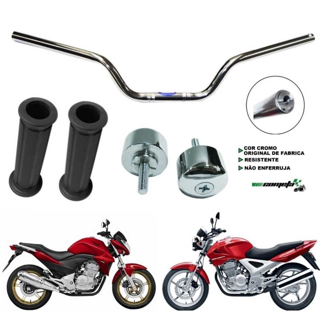 KIT GUIDÃO COMETA CROMADO PESO MANOPLA ROLDANA HONDA CBX TWISTER 250 2001 A 2008  CB 300 2009 A 2015