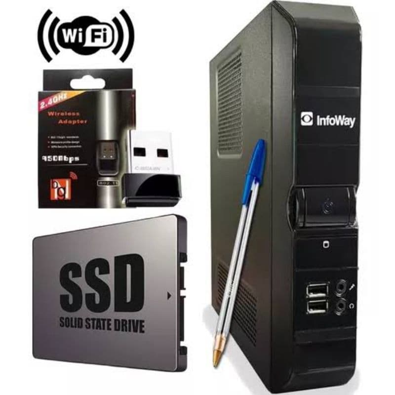 mini CPU ok processador  SSD 240gb 2Gb ram mause/teclado/completo/monitor17