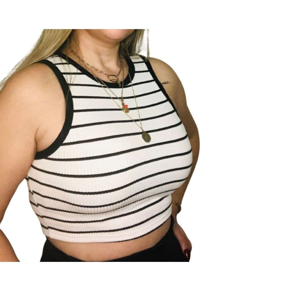 Cropped Regata Canelado Ribana Feminino