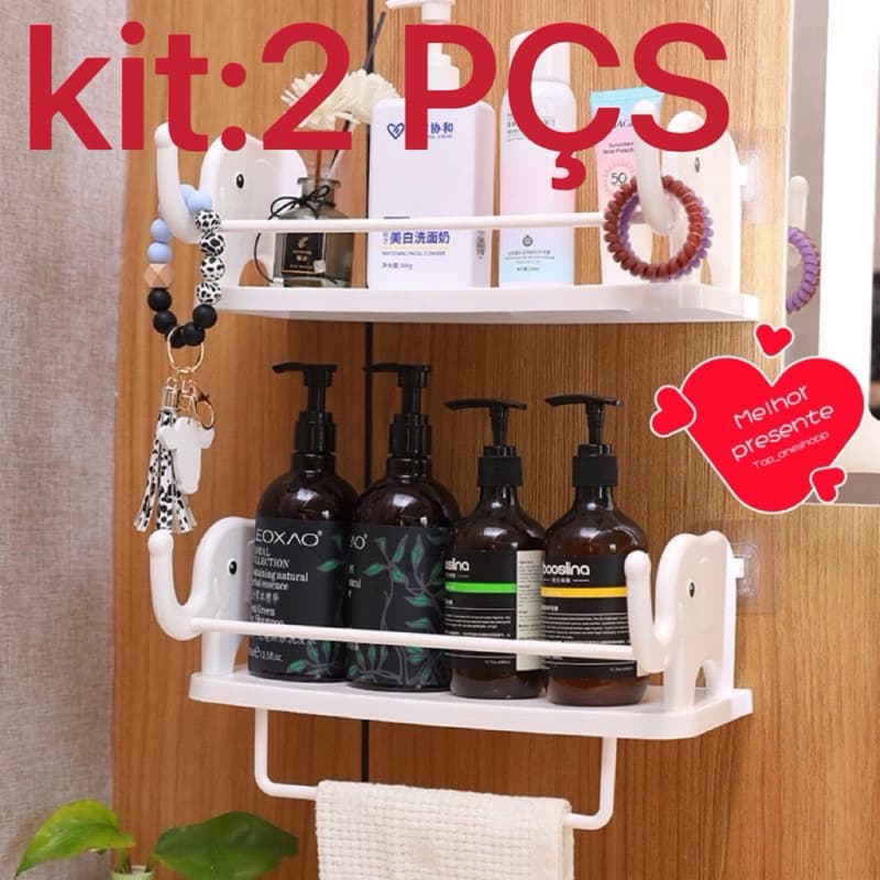 Rack De Armazenamento KIT:2 PÇS para banheiro e cozinha Multifuncional Decoração Prateleira e suporte para toalha