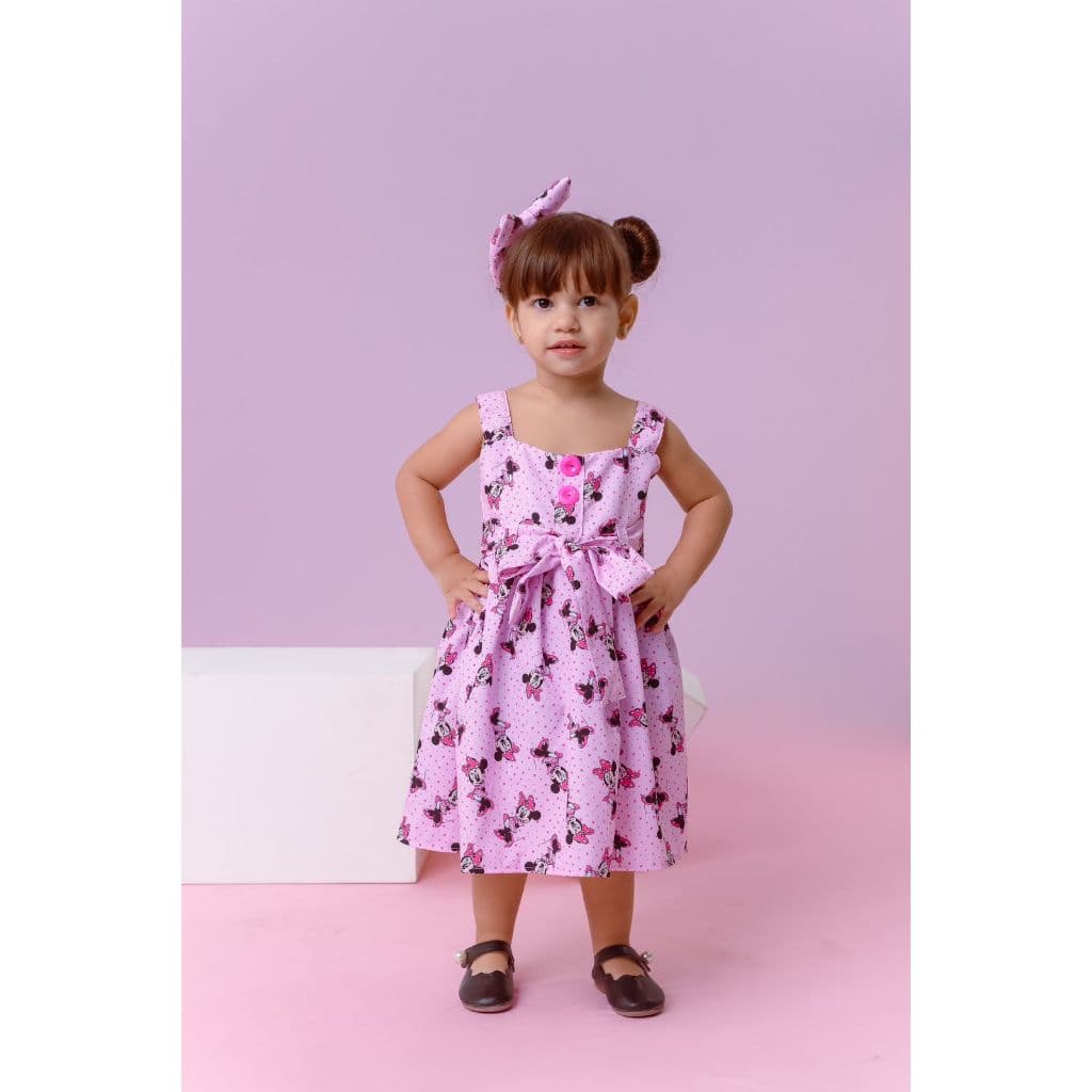 Vestido Infantil Minnie Rosa