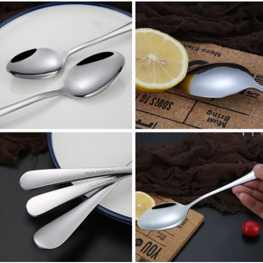 Kit C/6 Colher De Sobremesa Aço Inoxidável Cozinha Aparelho Restaurante Bufffet Faqueiro