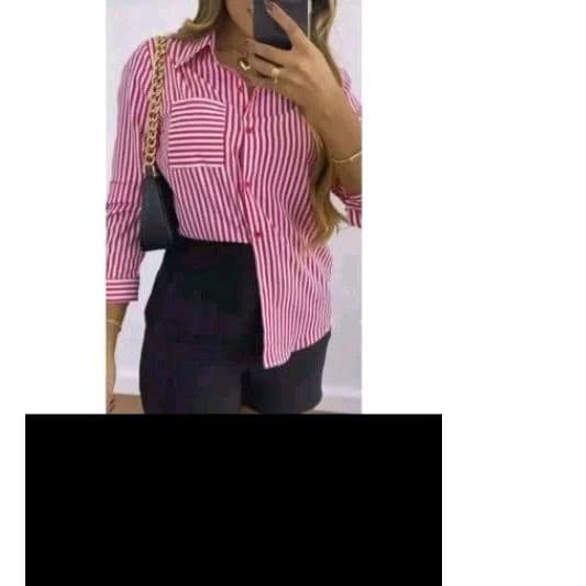 camisa listrada tecido alfaiataria com manga longa