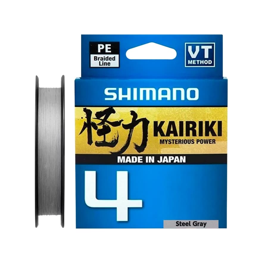 Linha de Pesca Shimano Multifilamento Kairiki Cinza 4 Fios Carretel com 300 Metros