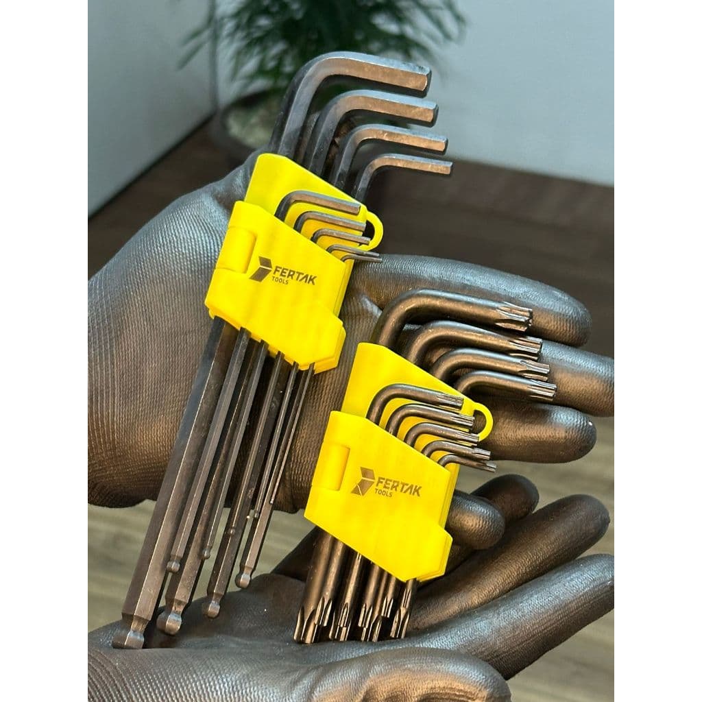Jogo de Chave Profissional 18 Peças Torx Torque (Com Furo) + Jogo de Chave Allen Hex Bola