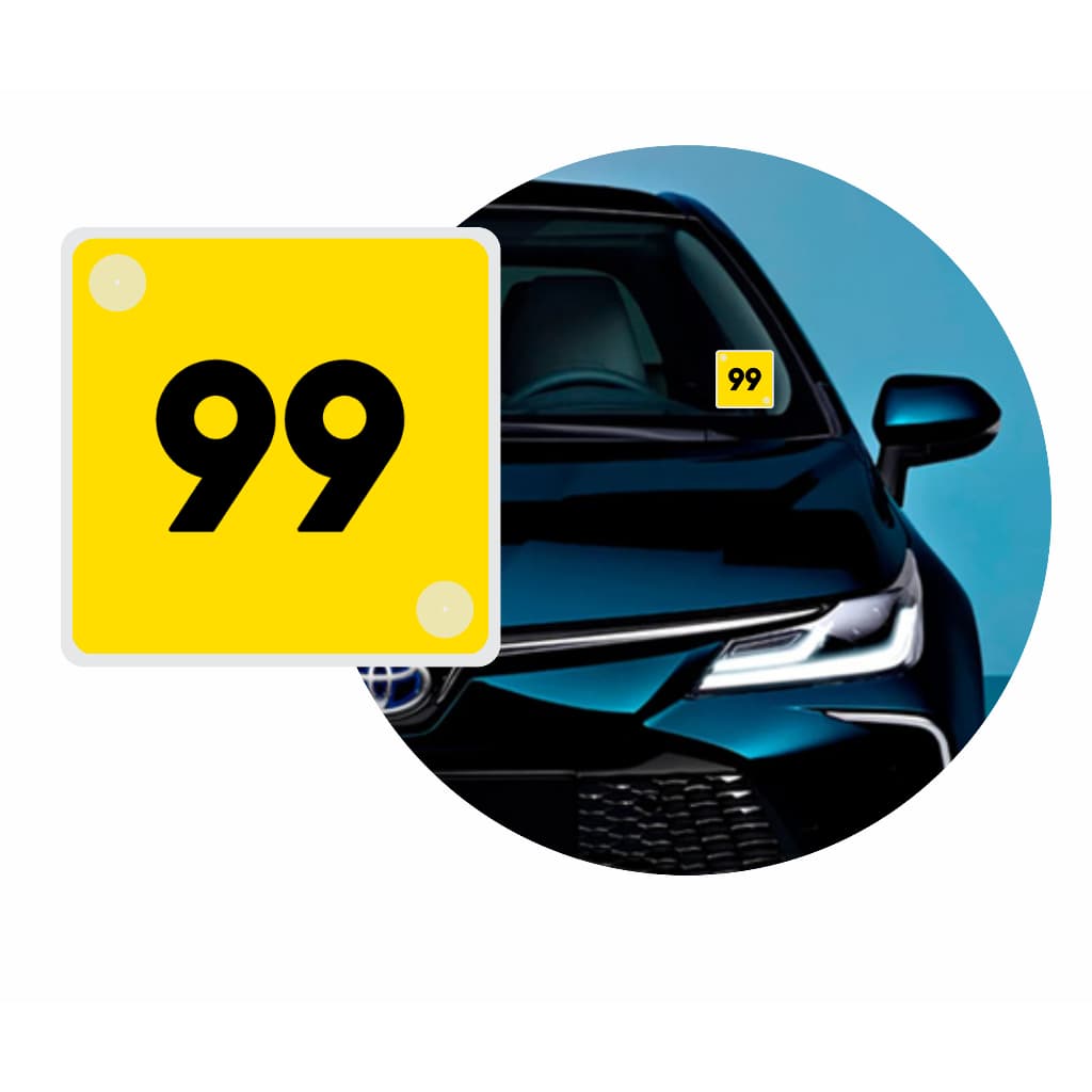 Plaquinha de identificação para Motorista de aplicativo 99 Uber Placa Cadeirante Deficiente PCD 60+