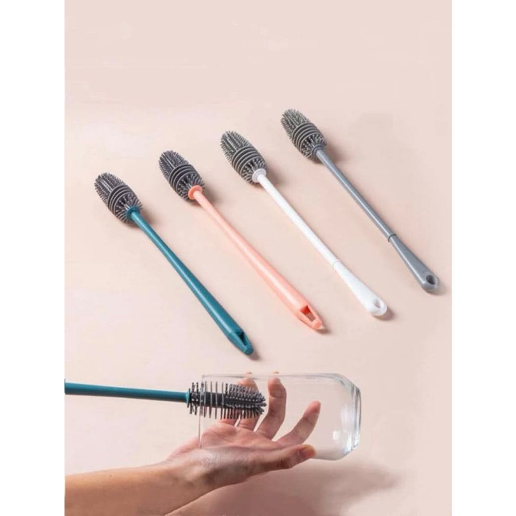 Escova De Lavar Garrafa Mamadeira Copo Taça Silicone