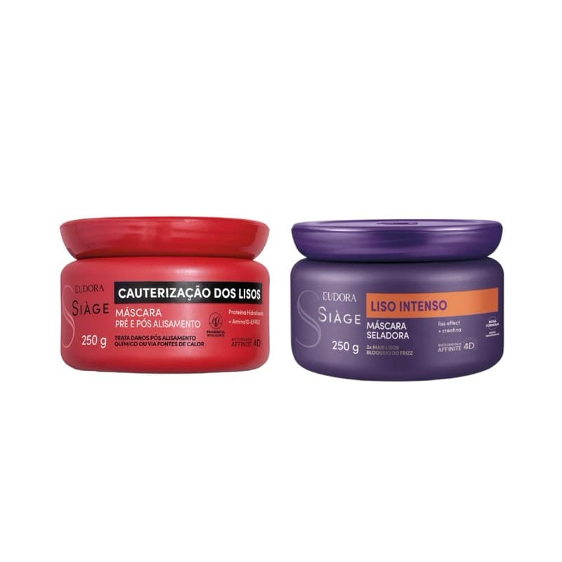 Kit Máscara Capilar Siàge Cauterização dos Lisos 250g + Máscara Capilar Siàge Liso Intenso 250g