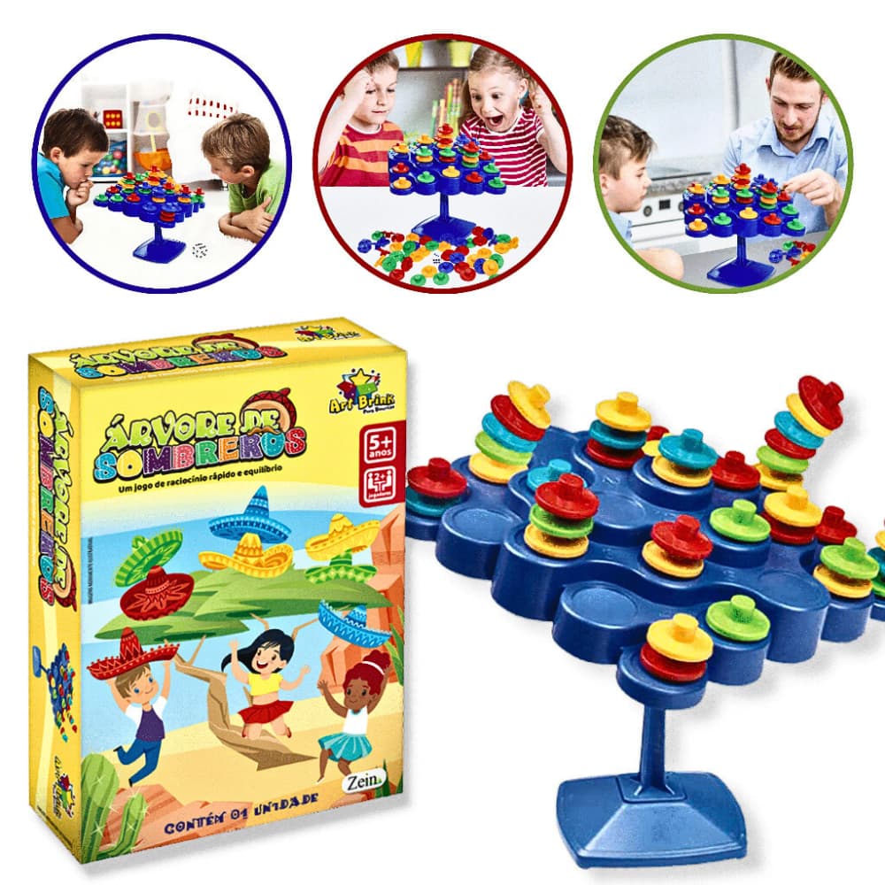 Jogo de Empilhar e Equilibrar Árvores – Brinquedo Educativo Infantil +5 Anos