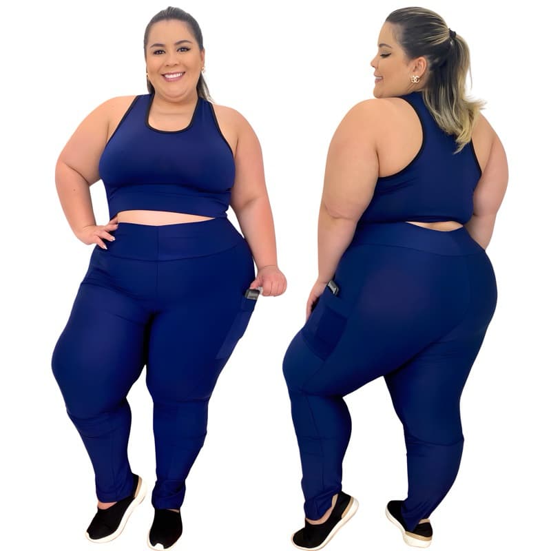Conjunto Fitness Plus Size Legging com bolso + Top GG XGG EXGG (44 ao 54)