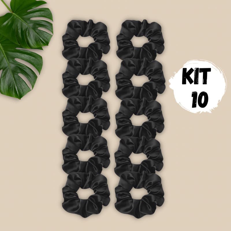 prendedor de cabelo Kit 10 xuxinha de cabelo, buchinha roupa feminina scrunchie colorida top antifrizz fina e grossa sortidas - X1