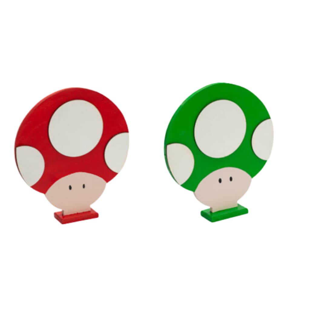 2 Cogumelo Mario Bros Enfeite Display Mesa Mdf Aniversário Decoração Festa