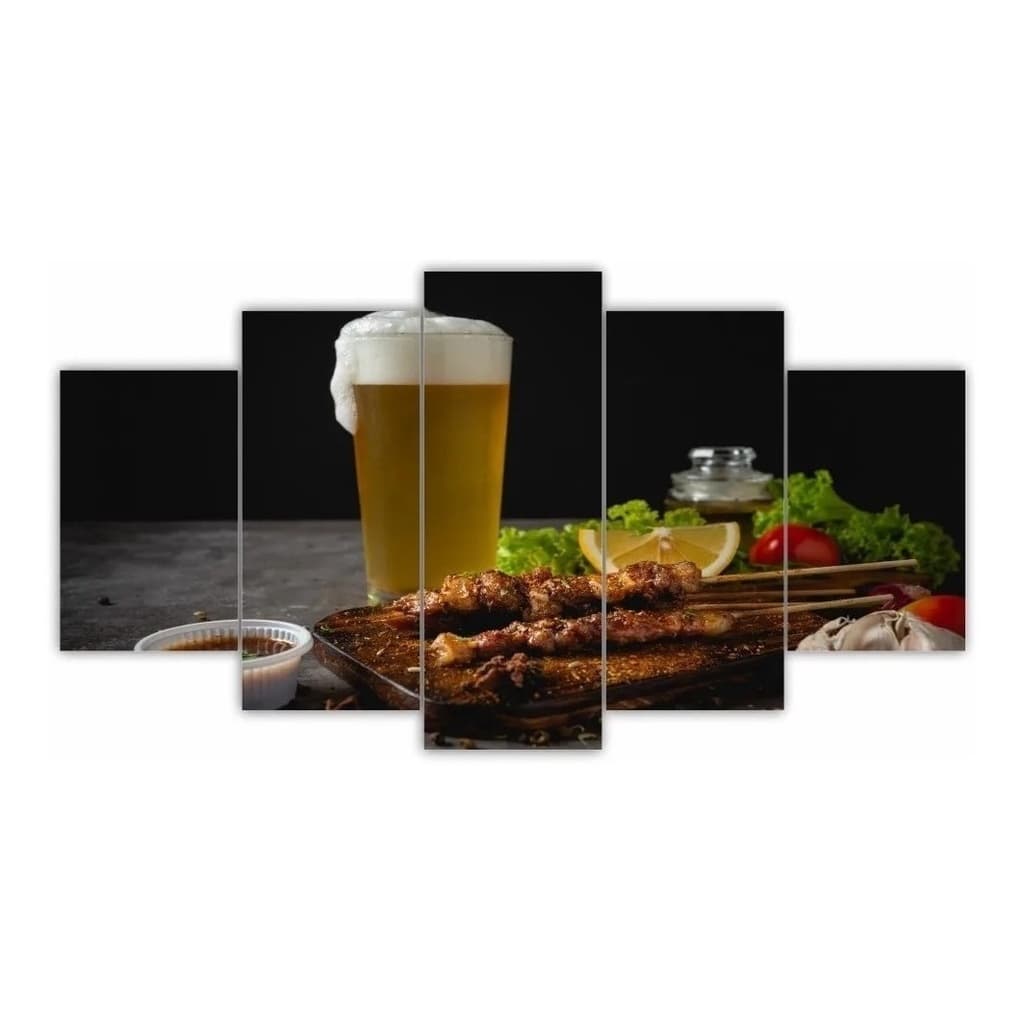 Quadro 5 Peças Espetaria Petiscaria Cerveja
