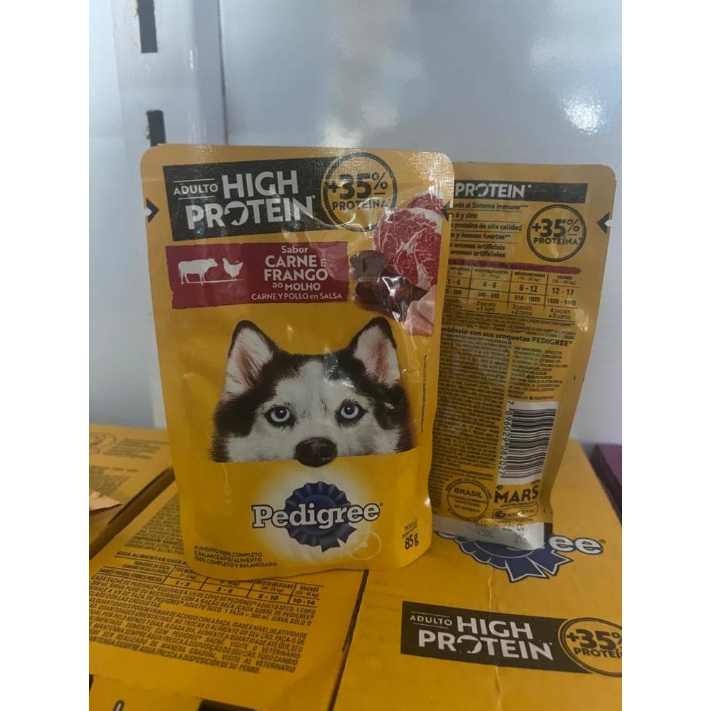 Ração Úmida Pedigree High Protein Sachê Carne e Frango Ao Molho para Cães Adultos