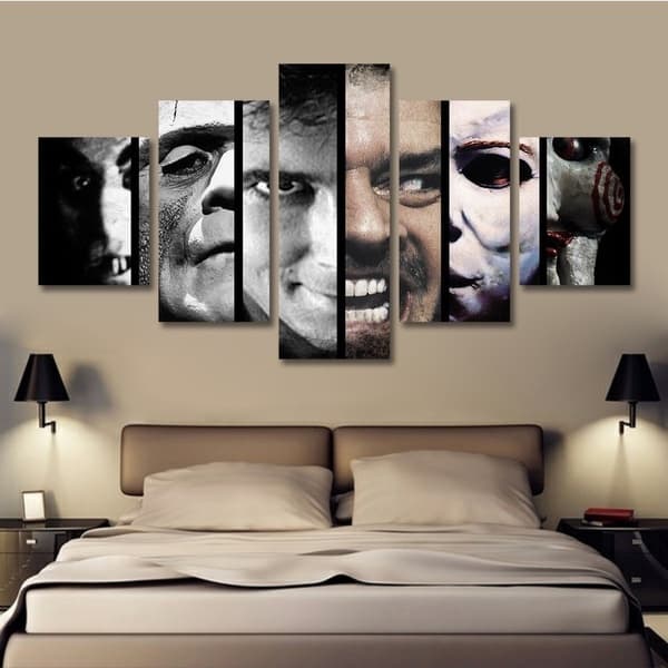 Quadros Decorativo Halloween Faces of Terror Horror 5 peças mdf alta qualidade