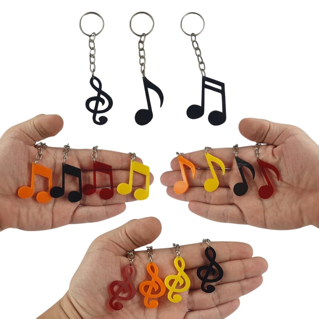 Kit 10 Chaveiros Notas Musicais em Acrílico – Brindes Criativos e Oferta Especial