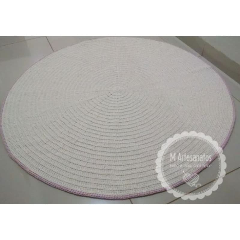 Tapete redondo crochê off white quarto bebê infantil decoração