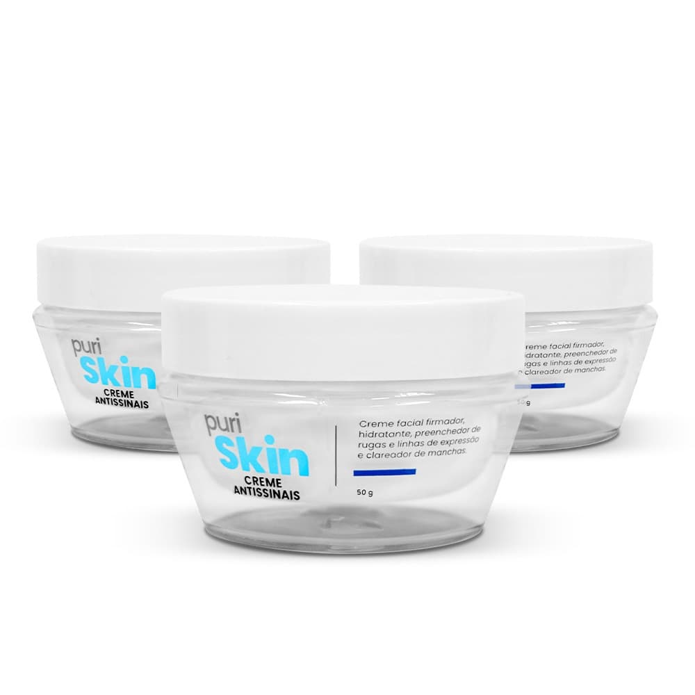 Kit com 3 potes Creme Antissinais - 50g | PuriSkin