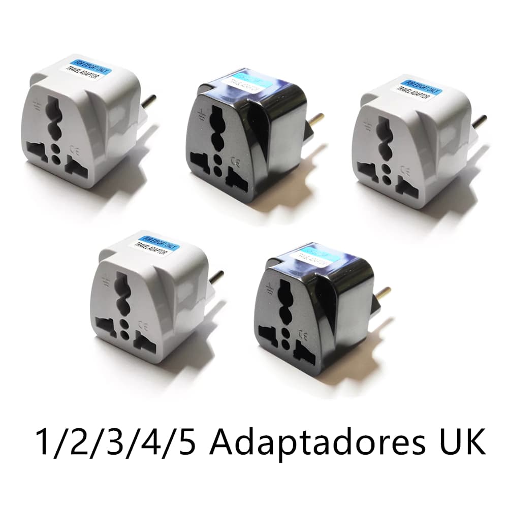 1 / 2 / 3 / 4 / 5 Adaptador Tomada Universal Padrão Europeu Uk Para Brasil