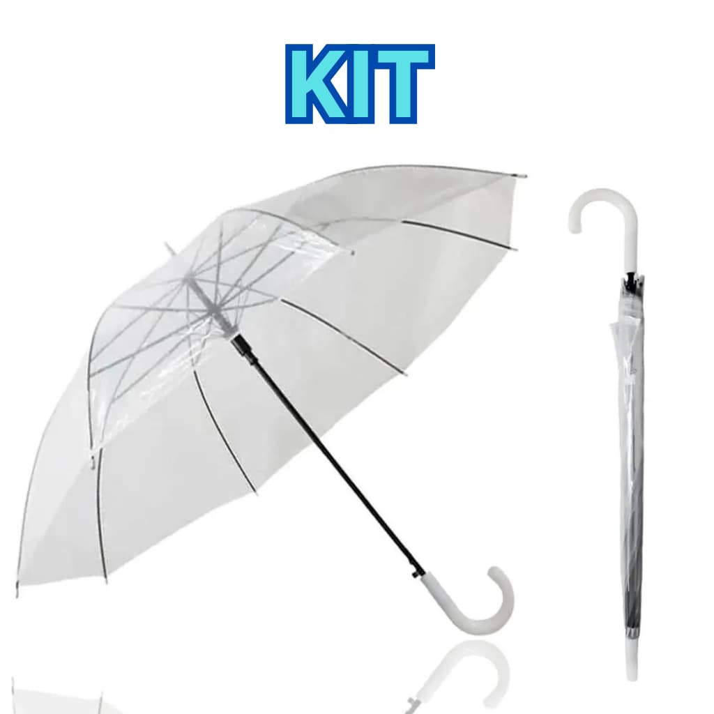 KIT 36 Guarda Chuva Sombrinha Transparente Automático Reforçado