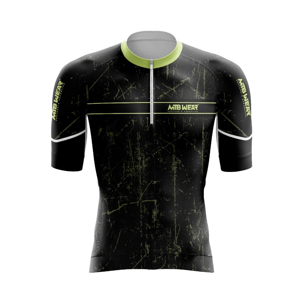 CAMISA PARA CICLISMO MTB  RAJADA PRETA E VERDE MASCULINA /FEMININA/INFANTIL