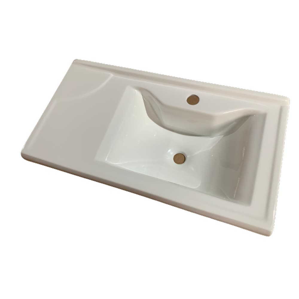 Cuba Lavatório Pia de Banheiro Lavabo De Mármore sintético Branca de Parede 60cm Fhem