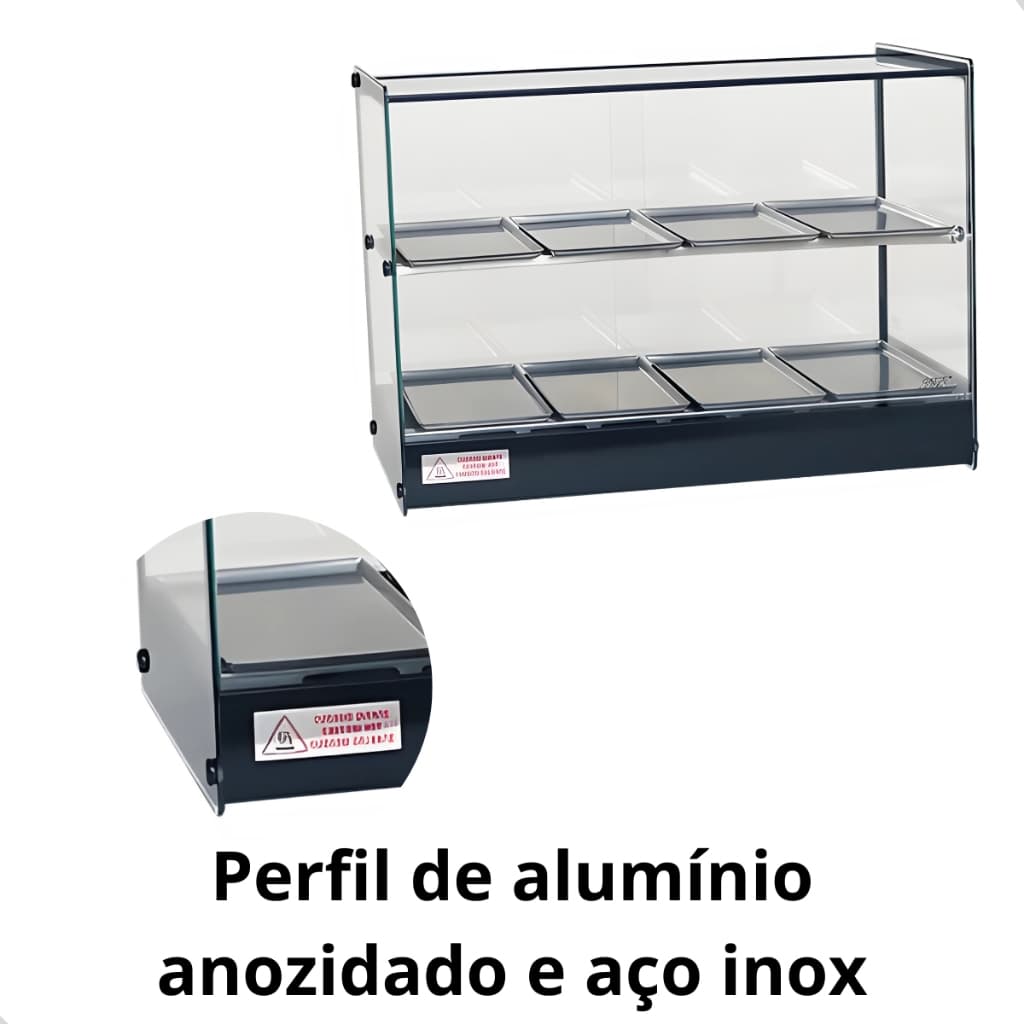 Estufa Vitrine Aquecedor Para Salgados Dupla 8 Bandejas 220v