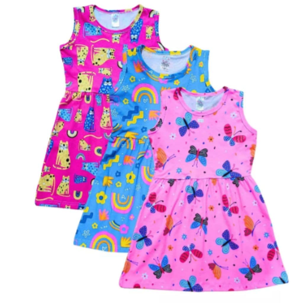 Kit 3 Vestidos Infantil-Menina