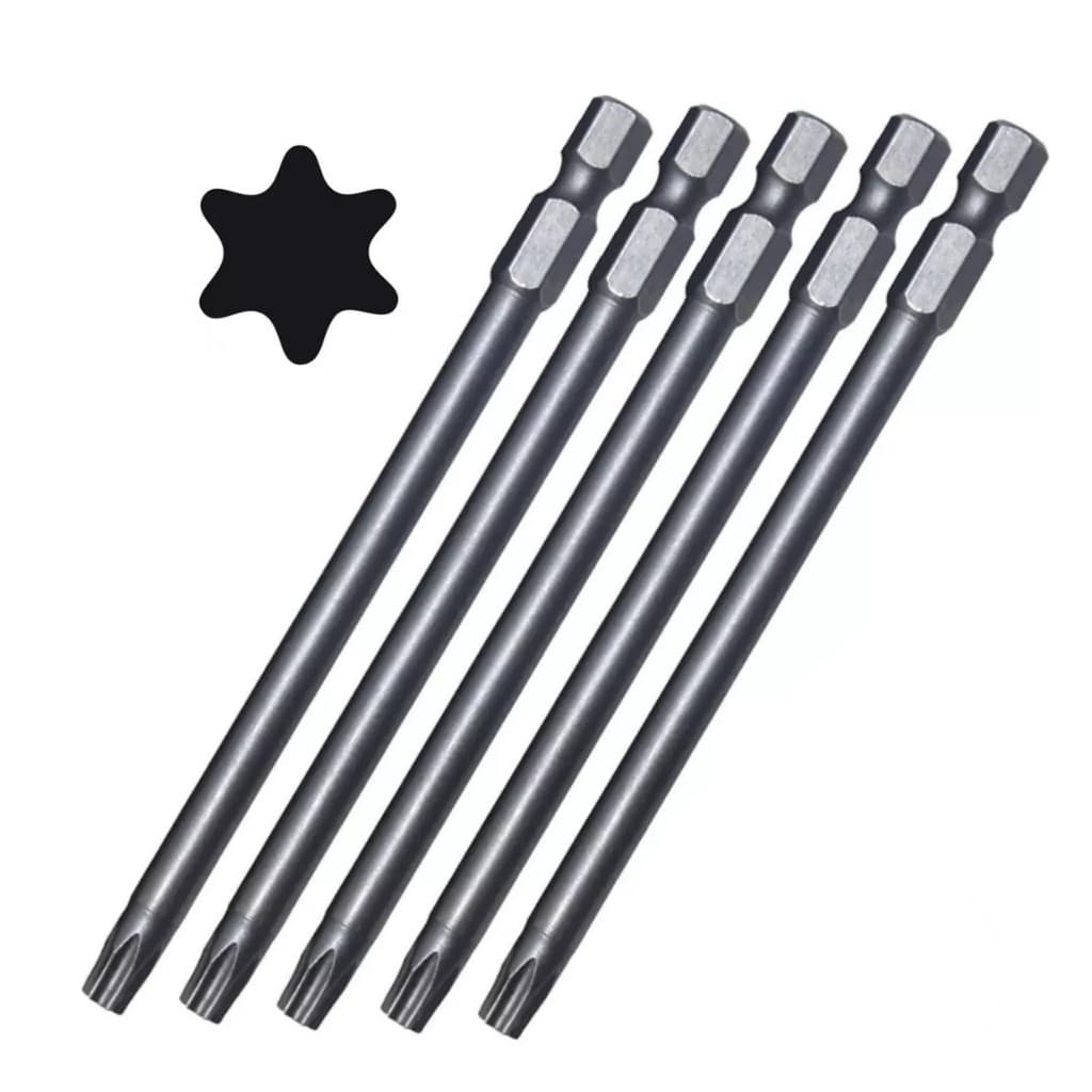 Jogo 5 Bits Torx Longo T20 X 10 Cm Comprimento