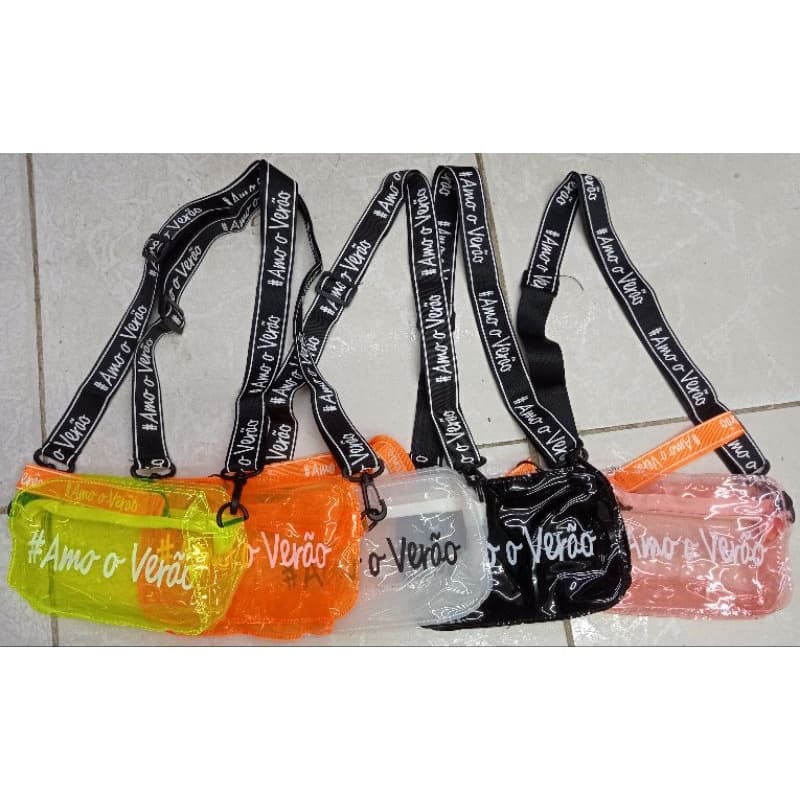 Bolsa Fashion Mini de PVC Transparente com Alça Transversal Feminina / Bolsa de Ombro
