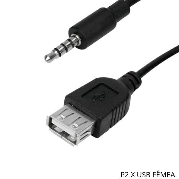 Cabo De Audio P2 Macho X Usb Fêmea