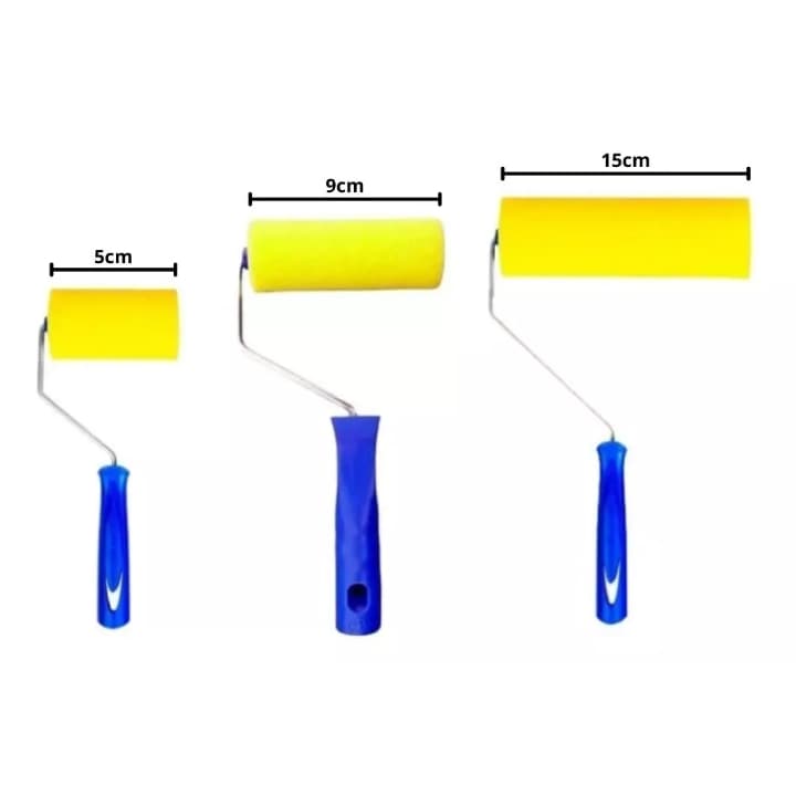 Kit 3 Rolinho de Espuma Redam Para Artesanato e Pinturas  - 5cm, 9cm, 15cm Rolo de Espuma Para Ferro, Madeira e Outros.