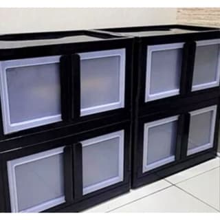 Organizador Modulável Dobrável C/ Porta Dupla 75 Litros PRETO /BRANCO TOY 25816/25817
