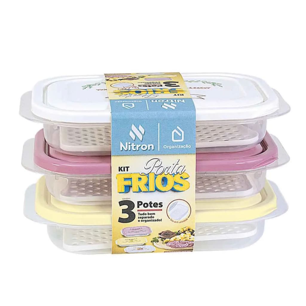 Kit Porta Frios com 3 Unidades para Geladeira Cozinha Organizada Organização de Frios -Nitron