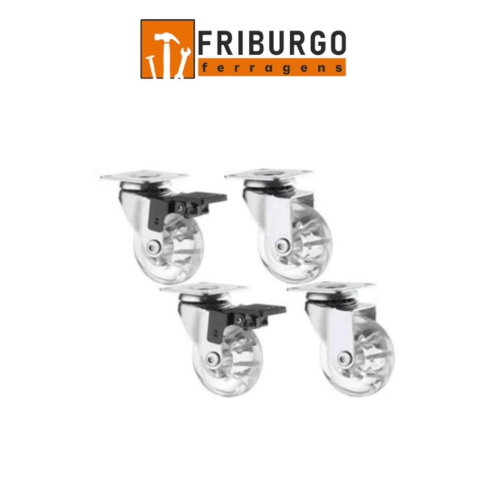 Kit com 8 UND Rodizio Silicone 3,5 CM Com Freio e Sem Freio
