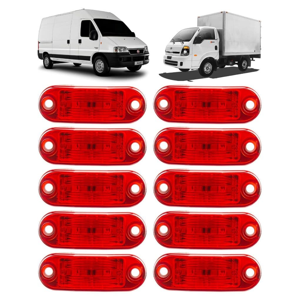 Kit 10 Lanterna Vigia Teto Onibus Bau Caminhão Van Trailers Semi Reboque Led Bivolt
