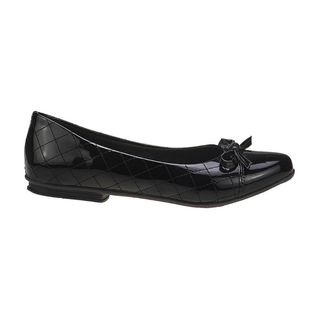 Sapatilha Feminina Bico Fino Casual Mocassim Social Bordado Verniz Preto LiaMalia